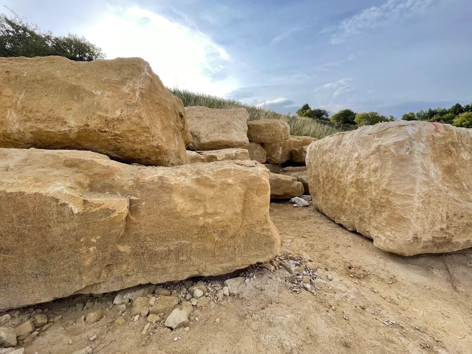 Natural limestone blocks in various textures