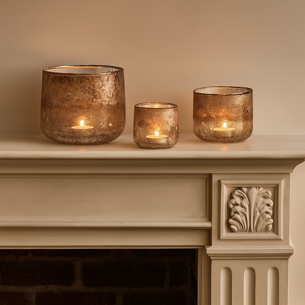 Konara Glass Tealight Holder - Copper Smoke