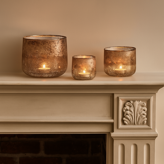 Konara Glass Tealight Holder - Copper Smoke
