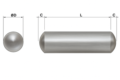 10mm x 80mm Dowel Pins (DIN 7) - Stainless Steel (A1) x2