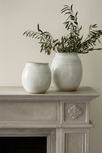 Anjuna Reactive Glaze Ceramic Vase - Off White