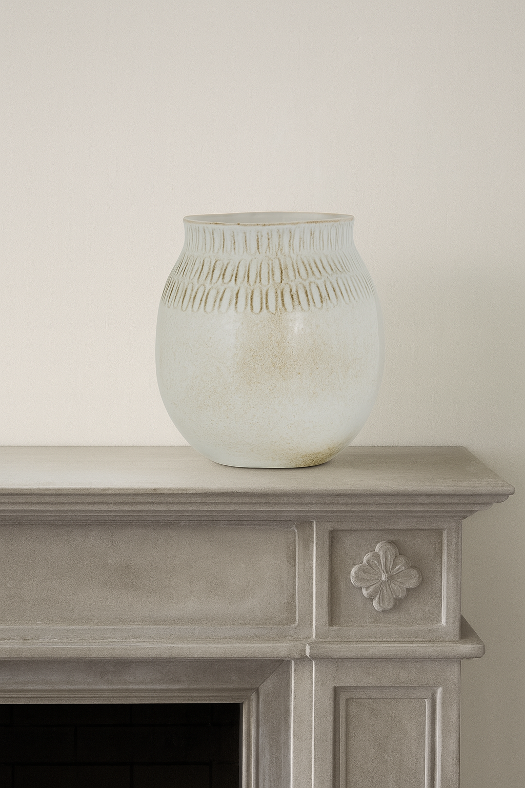 Anjuna Reactive Glaze Ceramic Vase - Off White